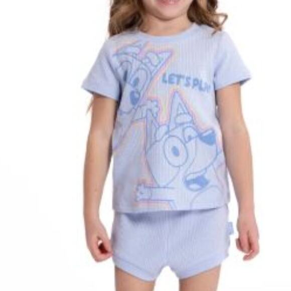 Bluey Toddler Girls Tee and Ribbed Shorts Set Size 3T Drawstring Shorts Tee - Picture 1 of 6
